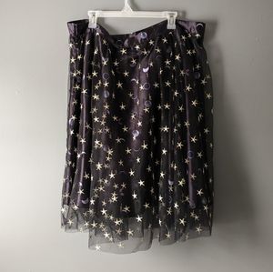 Womens Size 2X Modcloth Celestial Stars/Moon Tulle Overlay Full Skirt